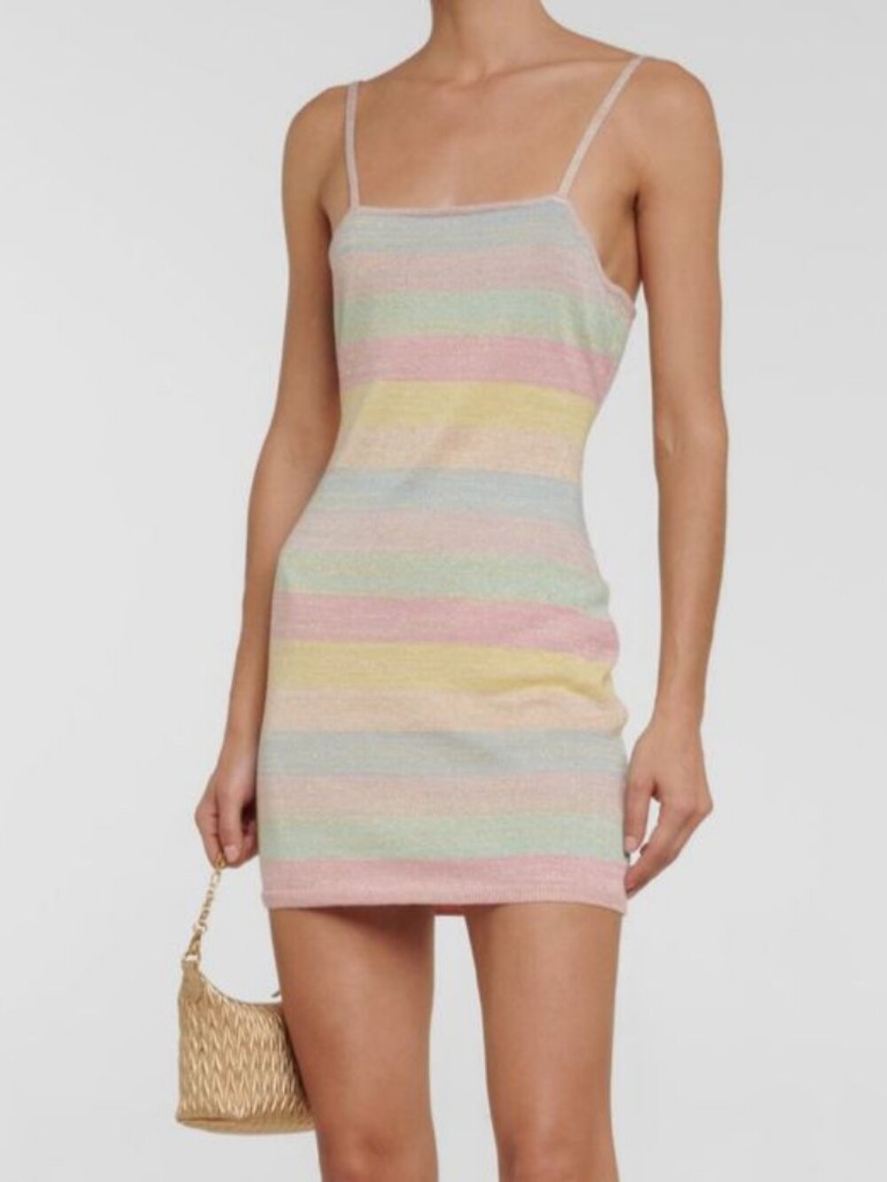 LoveShackFancy Women's Pink Lessie Metallic Knit Mini Dress Size XL